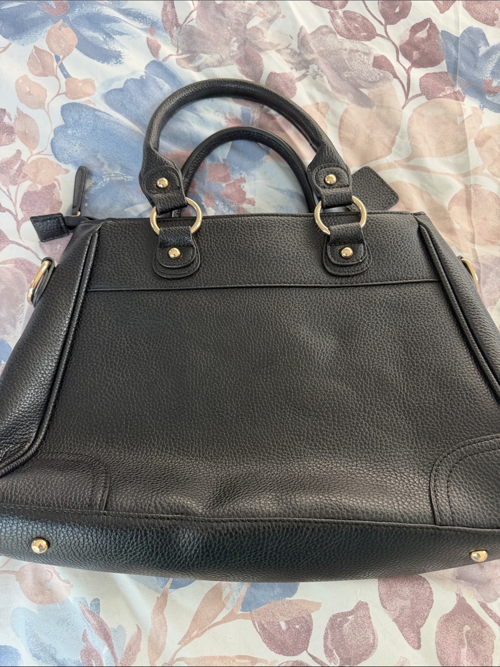 Patricia Nash Black and White PT Logo Satchel with Gold Hardware - Picture 2 of 2